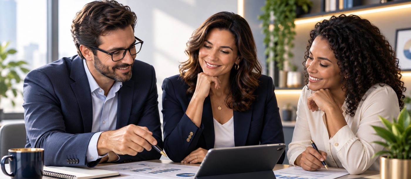 Equipe analisando indicadores financeiros